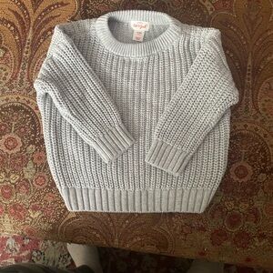 Cat & Jack Light Gray Chunky Knit Crew Sweater - babies 6-9 months